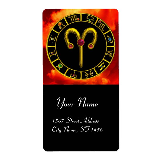 ARIES ZODIAC BIRTHDAY JEWEL Red Ruby Guld Fraktsedel (Framsidan)