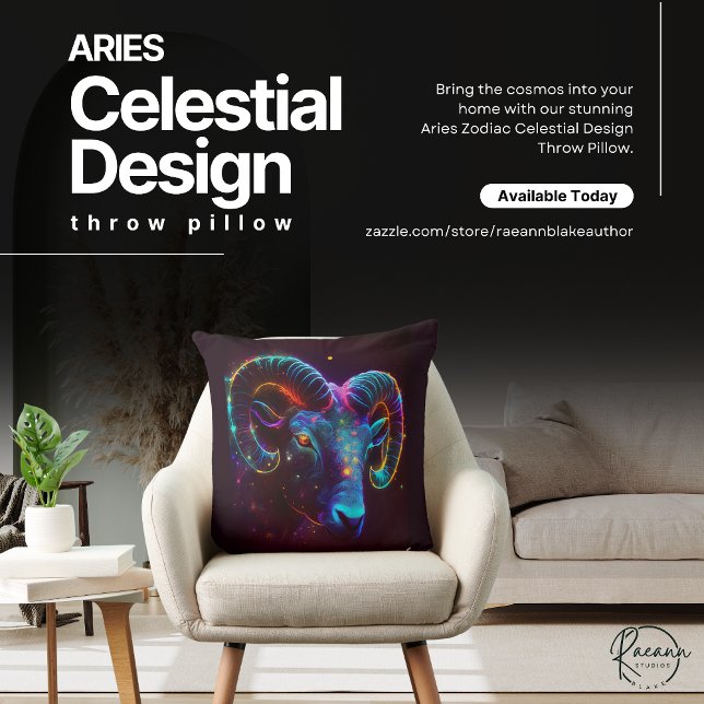 Aries Zodiac Celestial Design Dekorativ kudde (Skapare uppladdad)