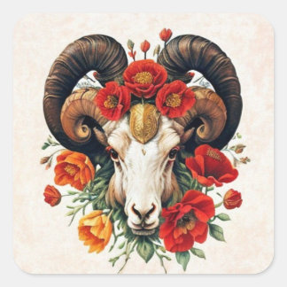 Aries Zodiac Collection Fyrkantigt Klistermärke