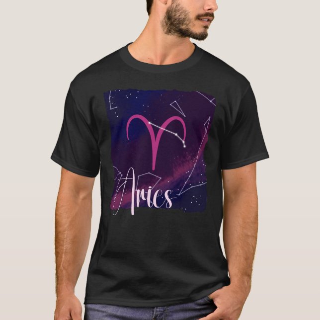 Aries Zodiac Constellation T Shirt (Framsida)
