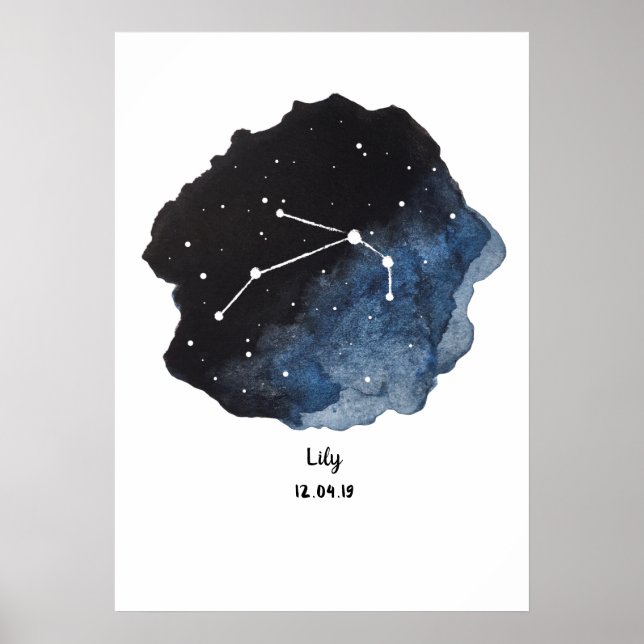 Aries Zodiac Constellation Watercolor Poster (Framsidan)