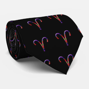 Aries Zodiac-färgade på svart Slips