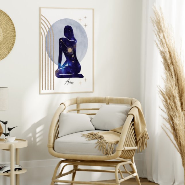 Aries Zodiac Feminine Blue Design Poster (Skapare uppladdad)
