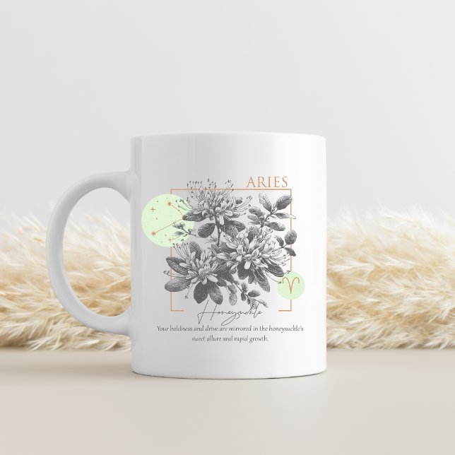 Aries zodiac-födelsemånadelsedag kaffemugg (ARIES FLOWER BIRTH MONTH)