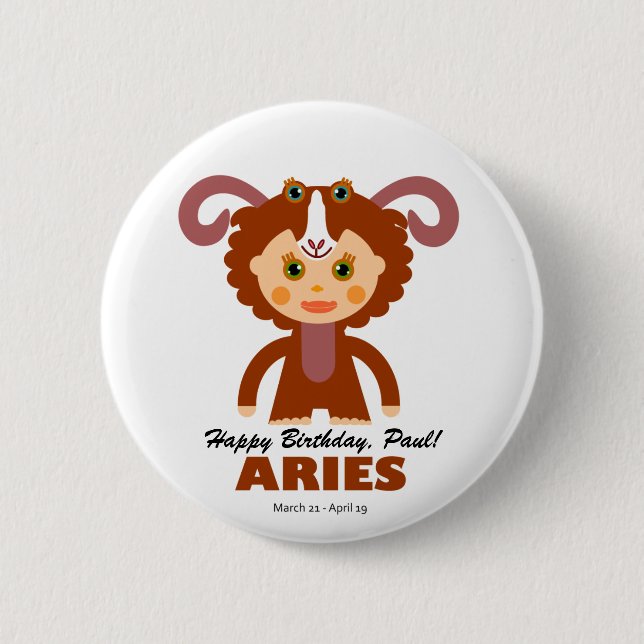 Aries Zodiac för barn Knapp (Framsida)