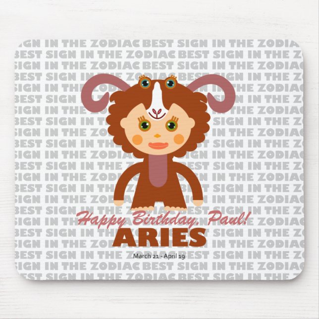 Aries Zodiac för barn Musmatta (Framsidan)