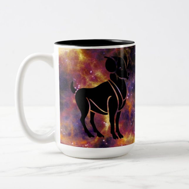Aries Zodiac Galaxy Silhouette – Astrology Horosco Två-Tonad Mugg (Vänster)