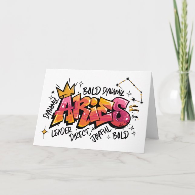Aries Zodiac Graffiti  Kort (Framsida)