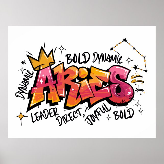 Aries Zodiac Graffiti  Poster (Framsidan)