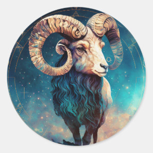 Aries Zodiac Graphic Runt Klistermärke