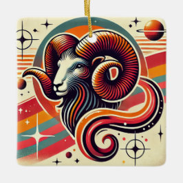 Aries Zodiac jul Ornament Retro Design