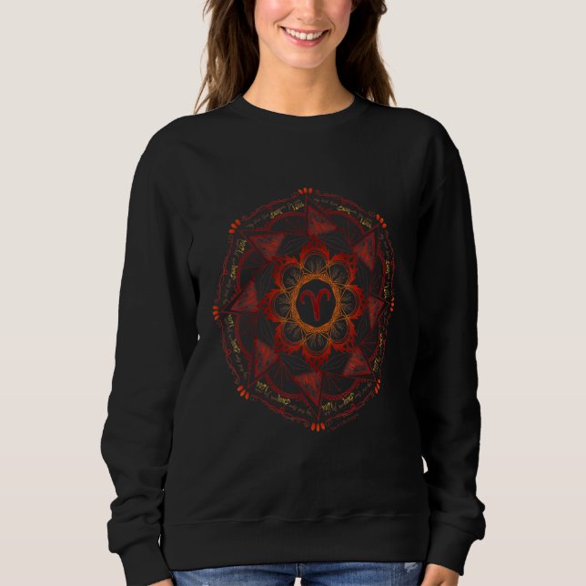 Aries Zodiac Mandala T Shirt (Framsida)