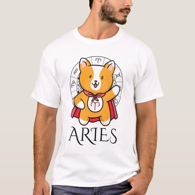 Aries Zodiac Men White T Shirt (Framsida)