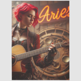 Aries Zodiac Musician Guitar Decoupage