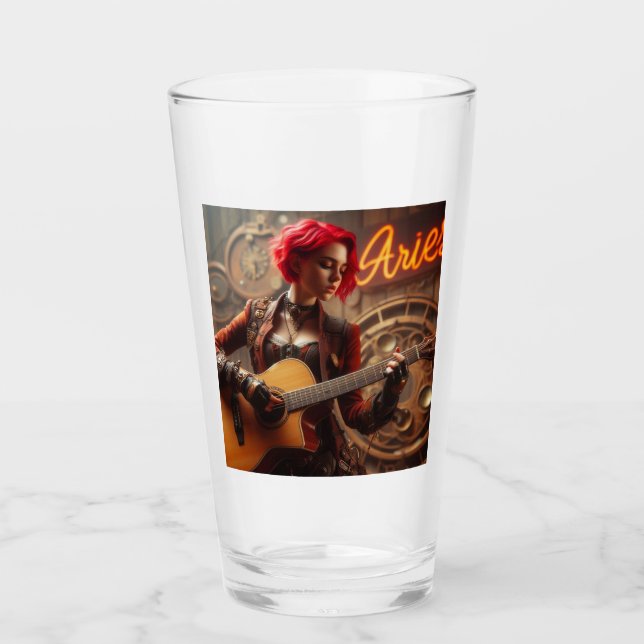 Aries Zodiac Musician Guitar Glaskopp (Framsida)