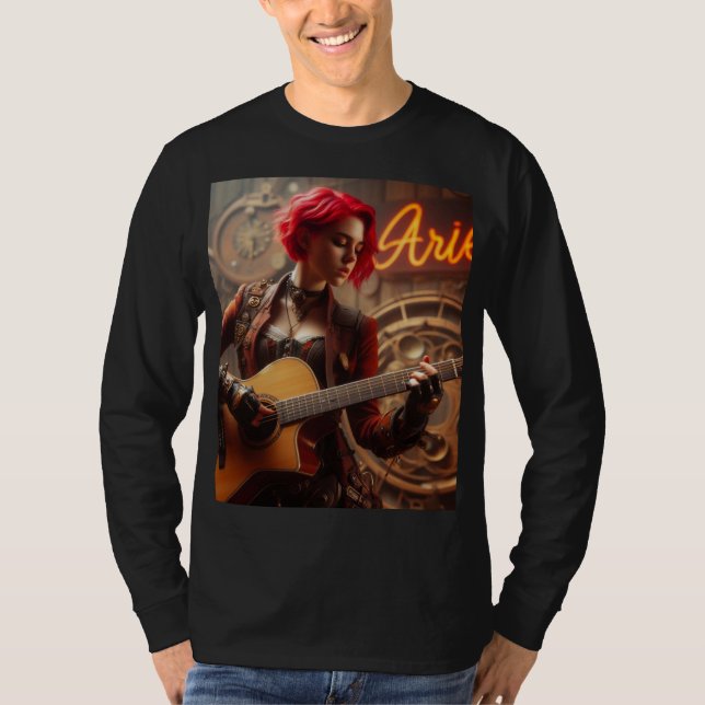 Aries Zodiac Musician Guitar T Shirt (Framsida)