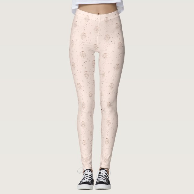 Aries Zodiac Pattern in Brown and Burgundy Leggings (Framsida)