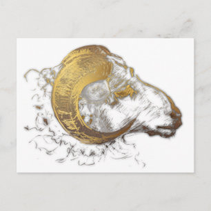 Aries Zodiac Ram China Year Golden Horns Post C Vykort