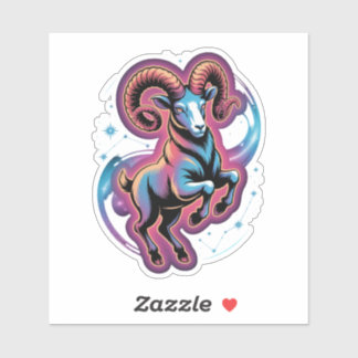 Aries Zodiac Ram Cosmic Illustration Sticker Klistermärken