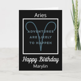 Aries Zodiac Roligt Quote in Blue and Black Birthd Kort