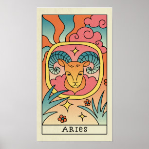 Aries Zodiac Sign Abstrakt Art Vintage affisch
