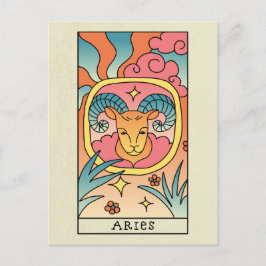 Aries Zodiac Sign Abstrakt Art Vintage Postcard Vykort
