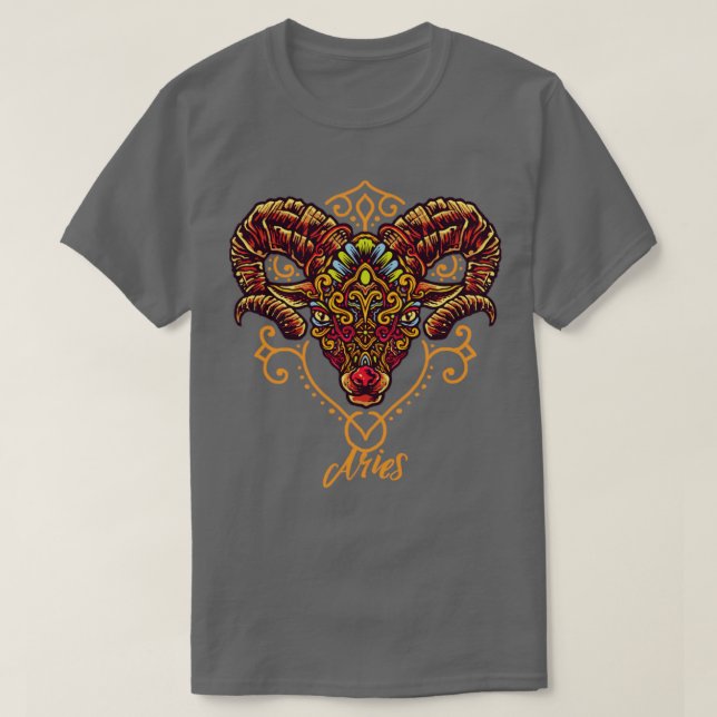 Aries Zodiac Sign Artistic Ram T Shirt (Design framsida)
