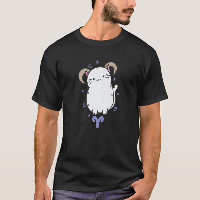 Aries Zodiac Sign as a Cat Horoscope T Shirt (Framsida)