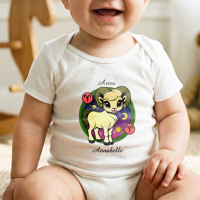 Aries Zodiac Sign Astrology Tecknad Horoscope T Shirt (Skapare uppladdad)