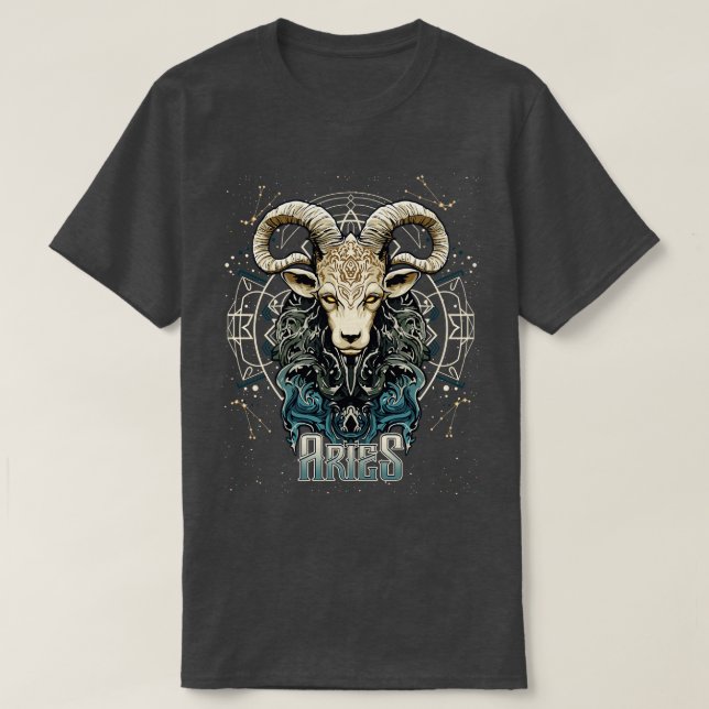 Aries Zodiac Sign Birthday Horoscope T Shirt (Design framsida)