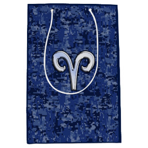 Aries Zodiac Sign Blue Digital Camouflage