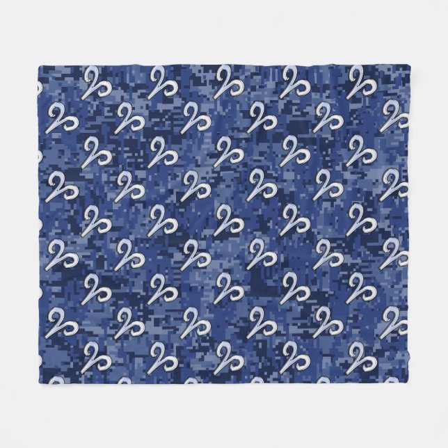 Aries Zodiac Sign Blue Digital Camouflage Fleecefilt (Framsidan (Horisontell))
