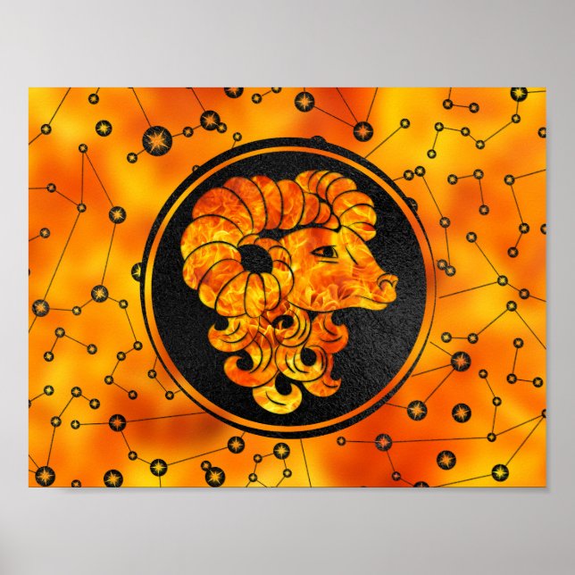 Aries Zodiac Sign Fire inslag Poster (Framsidan)