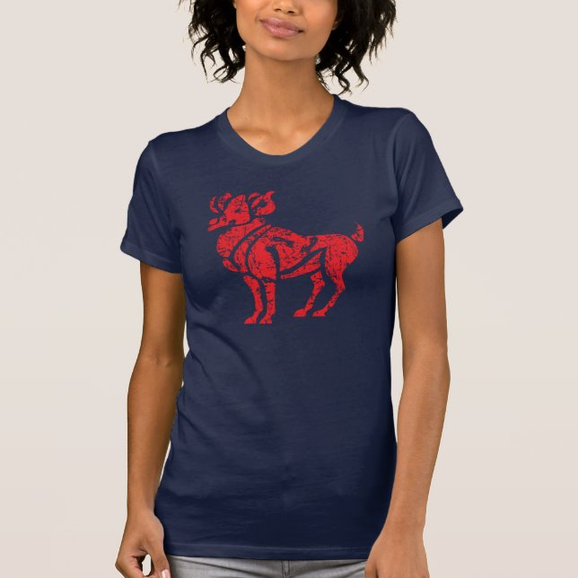 Aries Zodiac Sign Grunge Mars 21-19 april Tee Shirt (Framsida)