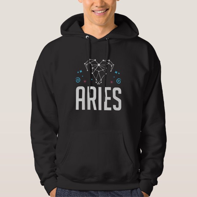 Aries Zodiac Sign Horoscope Constellation Hoodie (Framsida)