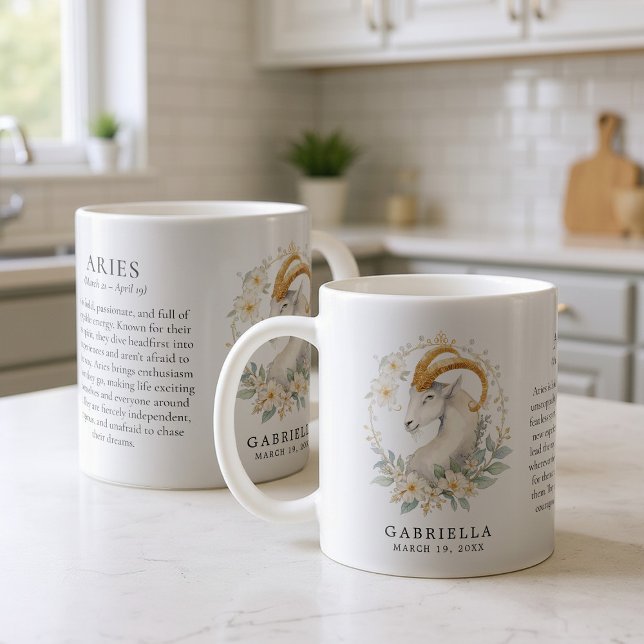 Aries Zodiac Sign Horoscope Personalized Gift Kaffemugg (Skapare uppladdad)