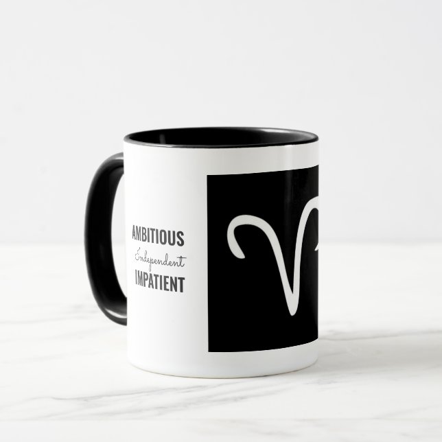 Aries Zodiac Sign Mugg 🖤 (Personlig) (Framsida vänster)