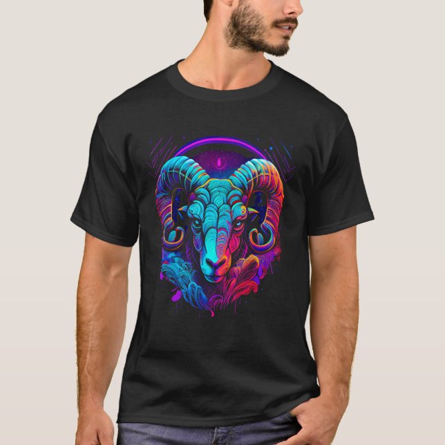 Aries Zodiac Sign Ram Graphic Astrology Coola Horo T Shirt (Framsida)