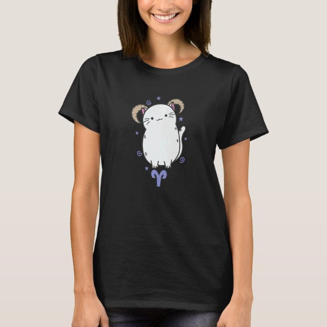Aries Zodiac Sign som Cat Horoscope T Shirt (Framsida)