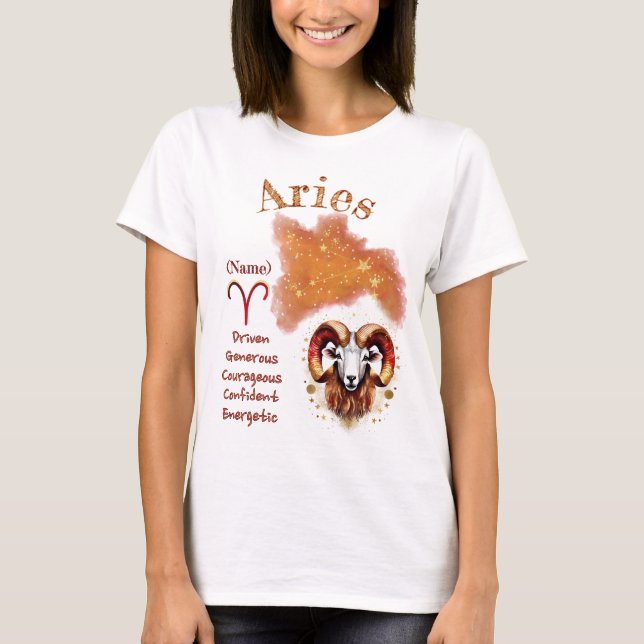 Aries Zodiac Sign T-Shirt (Framsida)