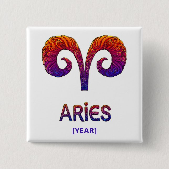  Aries Zodiac Sign / Zodiaco Aries Knapp (Framsida)