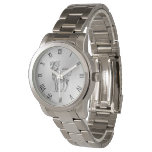 Aries Zodiac Silver Roman Numerals Armbandsur