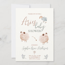 Aries Zodiac-skylt babydusch Inbjudningar