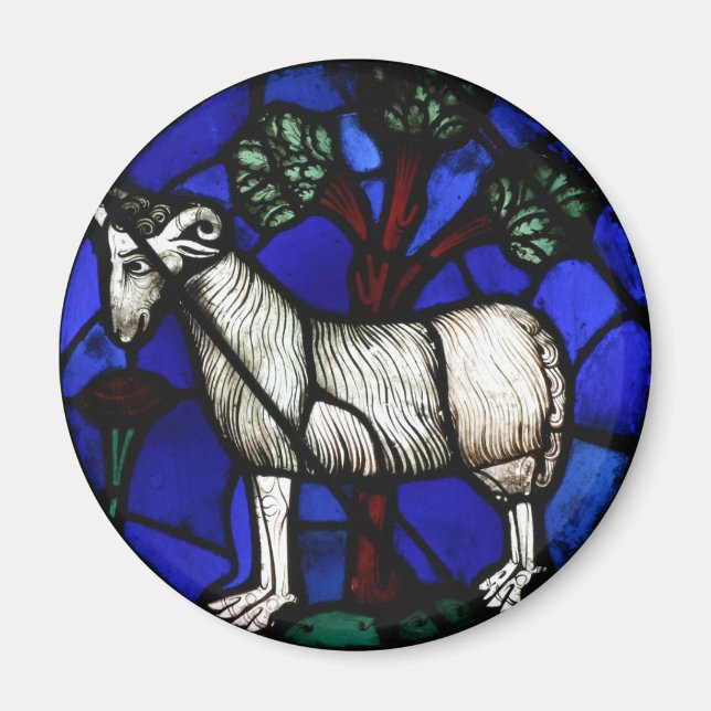 Aries Zodiac Stached Glass Notre-Dame de Paris Mag Magnet (Framsidan)