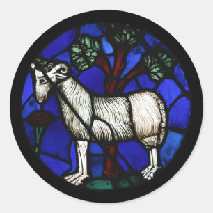 Aries Zodiac Stached Glass Notre-Dame de Paris RS Runt Klistermärke
