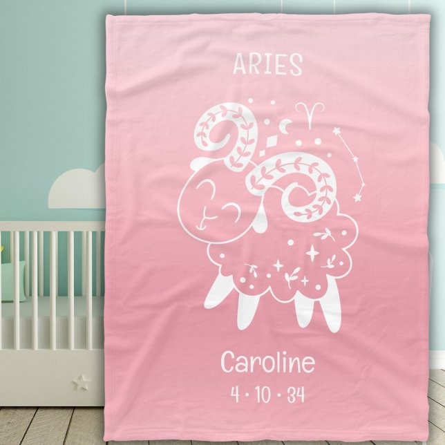 Aries Zodiac Star Namn Birthdate Rosa Baby Fleecefilt (Skapare uppladdad)
