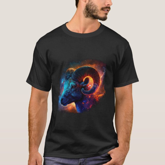 Aries Zodiac Star Sign Basic T-Shirt (Framsida)