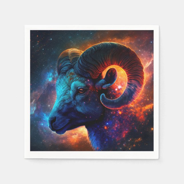 Aries Zodiac Star Sign - Vivid Artistic Napkins Pappersservett (Framsidan)