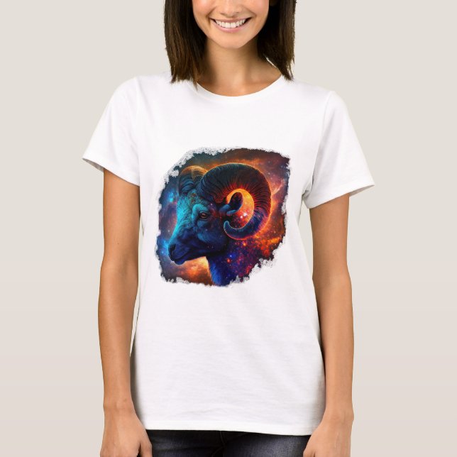 Aries Zodiac Star Sign Woman's Basic T-Shirt (Framsida)
