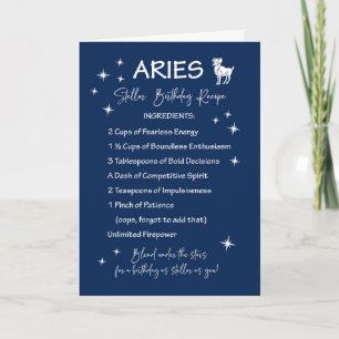Aries Zodiac Stellar Birthday Recipe Kort
